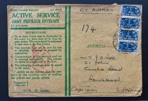 1945 South Africa Active Service Army Privilege Cover to Cape Town
