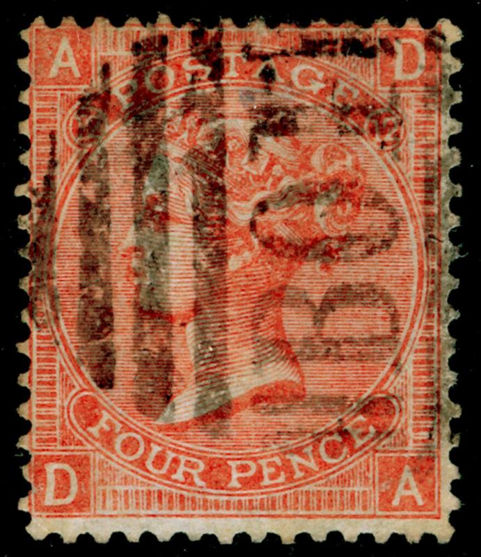 SG94, 4d vermilion plate 12, USED. Cat £29. BO1 ALEXANDRIA. DA