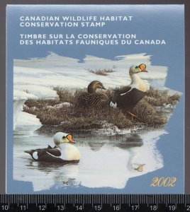 2002 #FWH18 Canada Federal Wildlife Habitat Conservation stamp MNH Cv$45