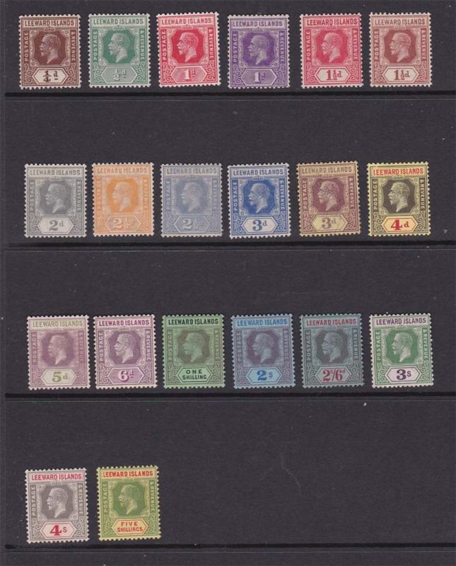 Leeward Islands 1921 KGV Sc 61-66,68-81 MH