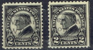 1923 2c BK Harding 2 Precancels f/WESTON WV (610-525) NOR & INV set! SCARCE.