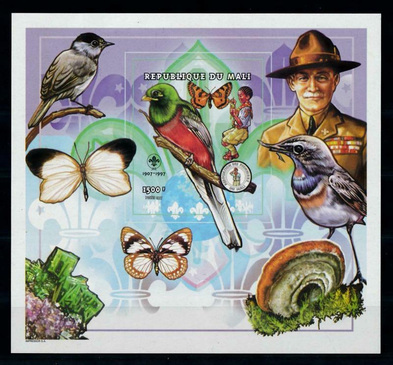 [99048] Mali 1998 Butterflies Scouting Birds Imperf. Sheet MNH