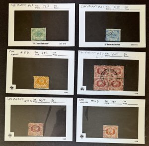 San Marino, Lot of Mint & Used on 102 Cards, Total Scott Cat. Val: $353.60