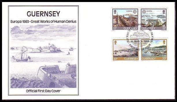 Guernsey Europa Great Works of Human Genius FDC SG#273-276