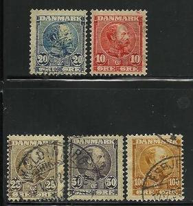 Denmark # 65-69, Used. CV $ 191.00