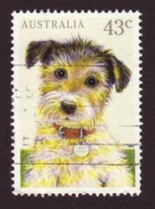 Australia 1991 Sc#1222, SG#1299 43c Puppy Pets USED.