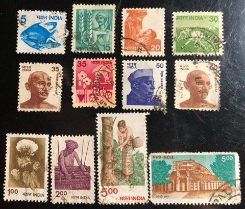 India Scott#837a-39a, 843a,845a-46a,846d,846e,847a-49a,900b F/VF Used Cat. $2.60