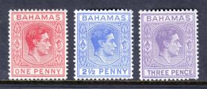 BAHAMAS — SCOTT 101//105 (SG 150//154) — 1938-52 KGVI ISSUE — MH — SCV $24.25