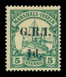 German Colonies - NEW BRITAIN G.R.I. Marshall Is 1d/5pf green Sc# 31 mint MH VF