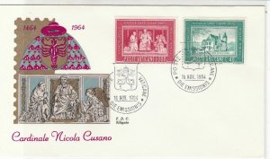 Vatican 1964 Celeb. 500 Years Cardinal Nicola Cusano Stamps FDC Cover Ref 29523