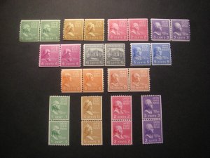 PREXIE COIL LINE PAIRS COMPLETE, Scott 839 - 851, MNH, Nice Group, CV $139.90