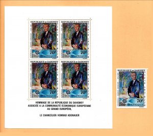 DAHOMEY Sc C58+C58A NH 1V+S/S of 1967 - EUROPAFRICA - ADENAUER. S$10+ 