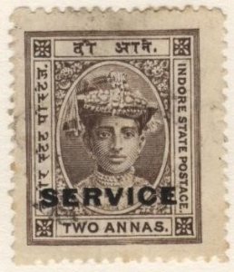 India: Indore O3 (used) 2a Maharaja Tukoji Rao III, brn, ovptd (1905)