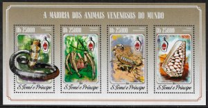 St Thomas & Prince Is #2810 MNH Sheet - Venomous Animals