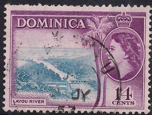 Dominica 1954 - 62 QE2 14ct Blue & Purple Layou River SG 152 ( L1195 )