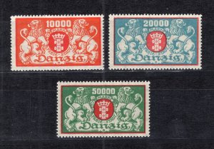 GERMANY DANZIG 1923 STATE WEAPON INFLATION ISSUE MICHEL 147-149 PERFECT MNH