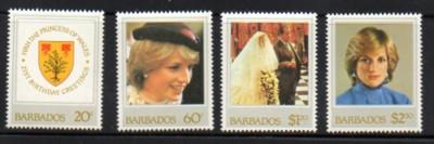 Barbados Sc 585-8 1982 Princess Diana stamp set mint NH