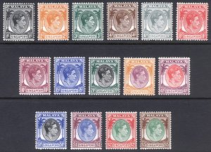 Singapore 1948 1c-$5 GVI Definitive Perf 14 Scott 1-20 SG 1-15 MVLH Cat $130