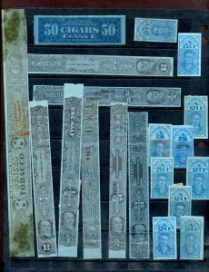 LOT OF 19 U.S. TOBACCO TAX STRIPS CIGARS & CIGARETTES