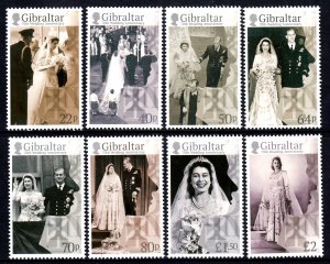 Gibraltar 2017 Wedding Anniversary Complete Mint MNH Set SC 1611-1618 FV £6.76