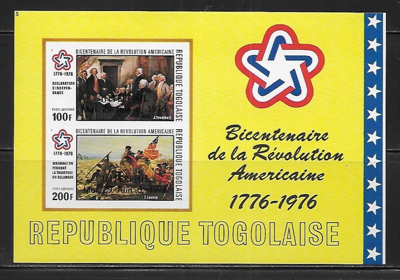 Togo C273a 1976 200th USA s.s. IMPERF MNH 2022 c.v. $22.50