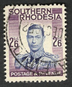 1937 Southern Rhodesia Sc #53 - 2s6d KGVI - Used stamp Cv$8