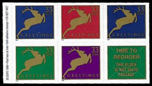 PCBstamps   US #3364/3367b Bk Block $1.65(5x33c)Deer, MNH, (2)