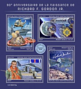 Central Africa - 2019 Richard F. Gordon Jr. - 4 Stamp Sheet - CA190410a