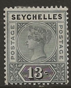 Seychelles 9  1890  13  cents  fine mint hinged