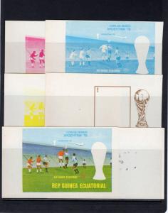 Equatorial Guinea 1977 WORLD CUP ARGENTINA/CONCORDE 8 COLOR PROOFS