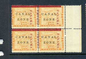 Canal Zone 13 Overprint Mint Block of 4 Stamps  NH  (Stock CZ13-63)