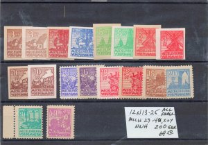 GERMANY DDR  12N13-25   BOTH PAPER TYPES  MICH 29-40X + Y  MNH