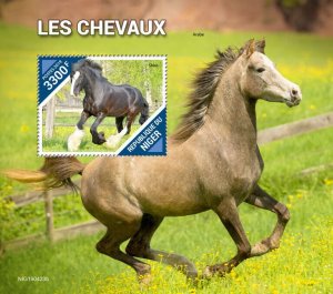 Niger 2019 MNH Horses Stamps Farm Animals Shire Arabian Horse 1v S/S 