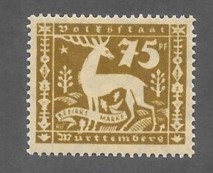 Wurttemberg Scott O58 Mint 75pf Stag Official  stamp 2018 CV $3.25