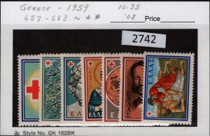 $1 World MNH Stamps (2742) Greece Scott 657-663 Red Cross set of 7