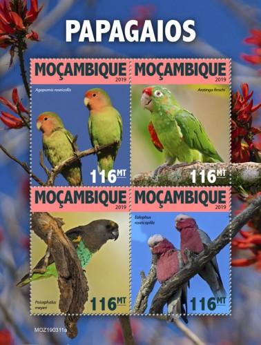 MOZAMBIQUE - 2019 - Parrots - Perf 4v Sheet - MNH