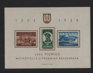 Lithuania  #314-316a  MNH  1940  Sheet return of Vilnius to Lithuania Imperf.