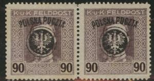 Poland  Scott 40 MNH** 1918 surcharged Austria military pair