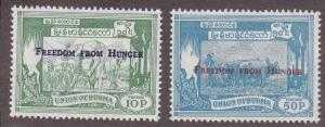 FAO - Freedom From Hunger  Burma # 173-174, MNH. 