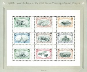 US: 1998 TRANS-MISSISSIPPI Re-Issue; Complete MNH Sheet Sc 3209