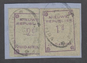 New Republic Sc 59v, 60v; SG 72v, 73v used. 1887 1p & 2p imperfs on piece, Cert