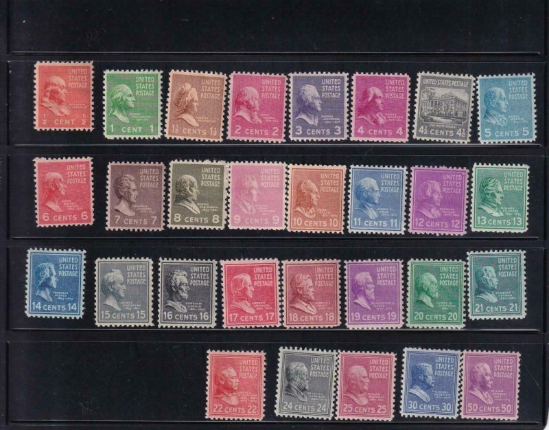 US; 1938, Presidential Series, Sc #839-831, MNH (S19566) 