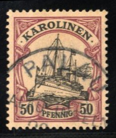 German Colonies, Caroline Islands #14 Cat$19, 1901 50pf purple and black, used