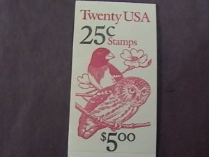 U.S.# 2284-2285(2285B)BK160-MINT/NH-COMPLETE FOLDED BOOKLET---BIRDS---1988