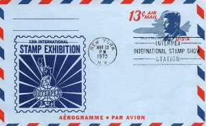 SCOTT #UC39 AIR LETTER SHEET AEROGRAMME INTERPEX STAMP EXHIBITION CACHETED 1970