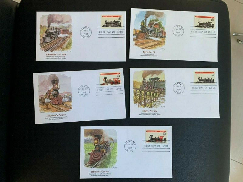 Scott 2843-47 29c Locomotives First Day Cover  