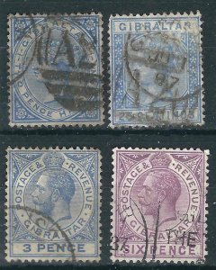 Gibraltar  4 Different Used F/VF 1898-1926 SCV $7.30