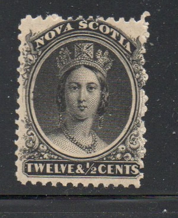 Nova Scotia Sc 13 1860 12 1/2c black Victoria stamp mint