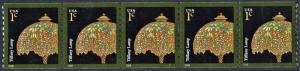 SC#3758A 1¢ Tiffany Lamp Plate Strip of Five: #S11111 (2008) MNH