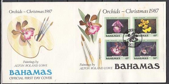 Bahamas, Scott cat. 639a. Xmas s/sheet. Orchids in design. First day cover.